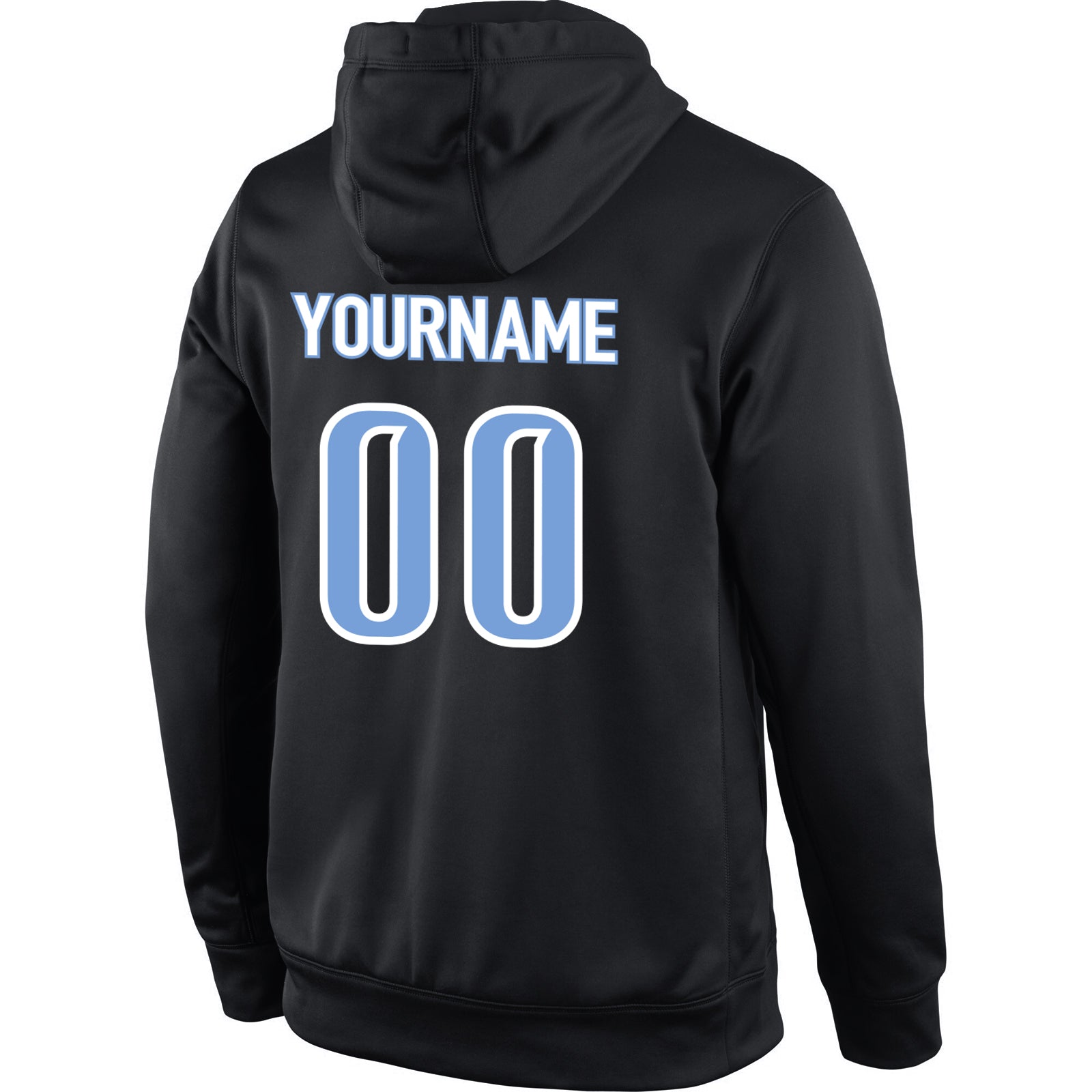 Personalized Stitched Black Light Blue-White Sports Pullover Sweatshirt Hoodie Team Custom Name and Number Custom Name Number Sports Hoodie Black Light Blue White Stitched Pullover Sweatshirt for Team Personalized Stitched Black - Image 3
