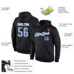 Custom Name Number Sports Hoodie Black Light Blue White Stitched Pullover Sweatshirt for Team Personalized Stitched Black
