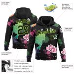 Custom Name & Number Tiger Hoodie - Personalized Black & Neon Green 3D Pattern Sports Pullover Sweatshirt Personalized Stitched