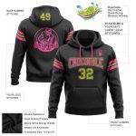 Custom Team Name Number Football Hoodie Sweatshirt - Personalized Stitched Black Neon Green-Pink Pullover Personalized Stitched