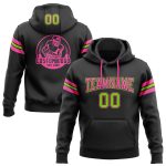 Custom Team Name Number Football Hoodie Sweatshirt - Personalized Stitched Black Neon Green-Pink Pullover Personalized Stitched
