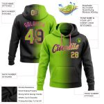 Custom Name Number Sports Hoodie Black Neon Green-Pink Gradient Stitched Pullover Sweatshirt Personalized Stitched Black