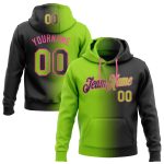 Custom Name Number Sports Hoodie Black Neon Green-Pink Gradient Stitched Pullover Sweatshirt Personalized Stitched Black