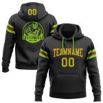 Custom Name Number Football Hoodie Sweatshirt - Personalized Stitched Black Neon Green-Red Design Personalized Stitched Black
