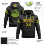 Custom Name Number Football Hoodie Sweatshirt - Personalized Stitched Black Neon Green-Red Design Personalized Stitched Black