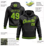 Personalized Black Neon Green Sports Hoodie Sweatshirt - Custom Stitched Pullover Personalized Stitched Black Neon Green