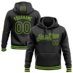 Custom Name Number Sports Hoodie Black Neon Green Stitched Pullover Sweatshirt Personalized Stitched Black Neon Green Sports