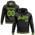 Personalized Black Neon Green Sports Hoodie Sweatshirt - Custom Stitched Pullover Personalized Stitched Black Neon Green