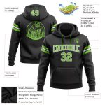 Custom Stitched Football Hoodie with Personalized Name & Number in Black Neon Green White - Pullover Sweatshirt Personalized