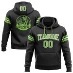 Custom Stitched Football Hoodie with Personalized Name & Number in Black Neon Green White - Pullover Sweatshirt Personalized