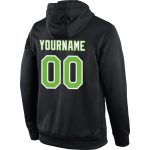 Custom Name & Number Black Neon Green-White Sports Hoodie Pullover Sweatshirt - Personalized Team Apparel Personalized Stitched