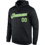 Custom Name & Number Black Neon Green-White Sports Hoodie Pullover Sweatshirt - Personalized Team Apparel Personalized Stitched