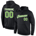 Custom Name & Number Black Neon Green-White Sports Hoodie Pullover Sweatshirt - Personalized Team Apparel Personalized Stitched
