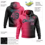 Custom Name and Number Hoodie - Personalized Sports Pullover Sweatshirt in Black Neon Pink-Teal Gradient Personalized Stitched