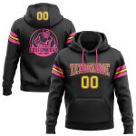 Custom Team Football Hoodie with Personalized Name & Number - Black Neon Yellow-Pink Sweatshirt Personalized Stitched Black