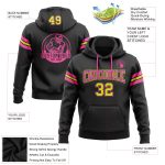 Custom Team Football Hoodie with Personalized Name & Number - Black Neon Yellow-Pink Sweatshirt Personalized Stitched Black