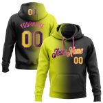 Custom Name and Number Sports Hoodie Pullover Sweatshirt in Black Neon Yellow-Pink Gradient - Personalized Stitched Design