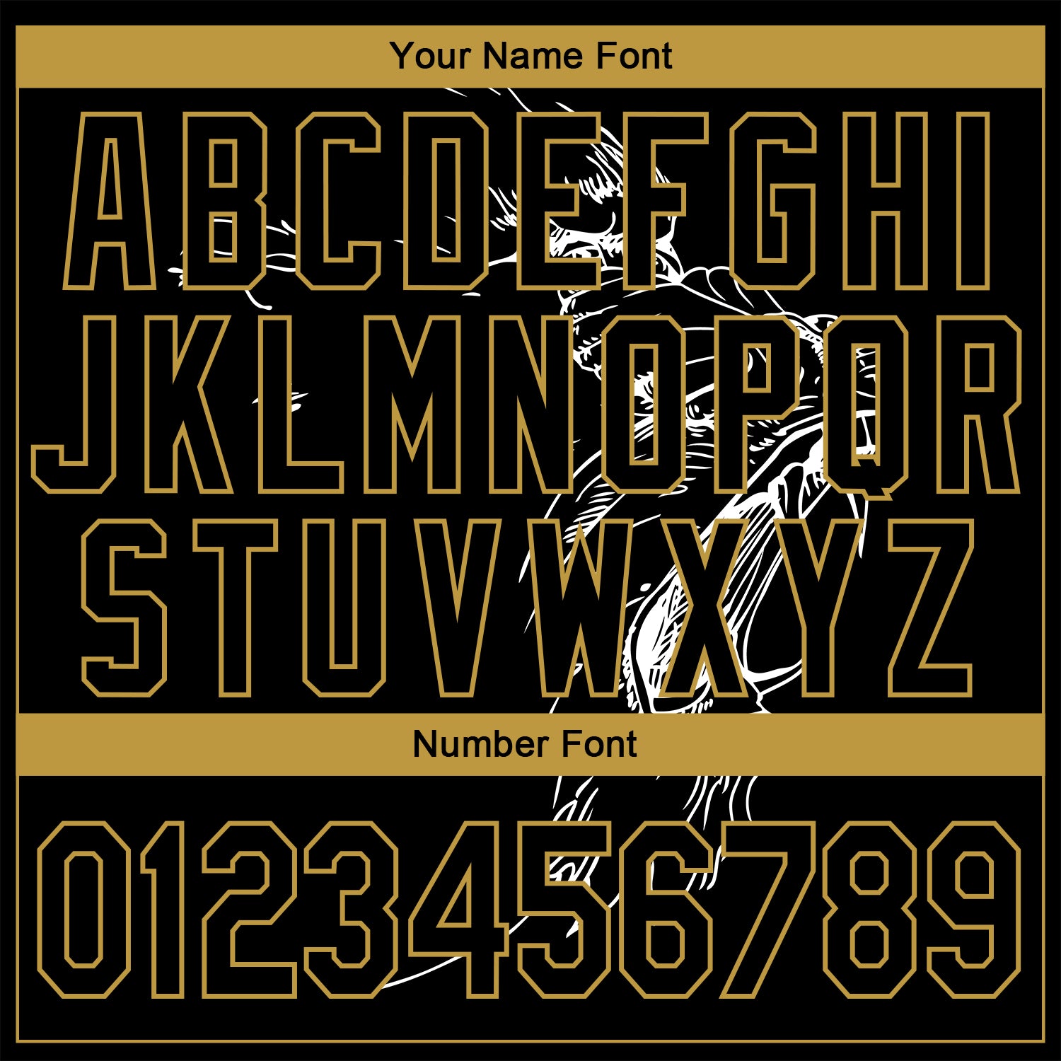 Personalized Stitched Black-Old Gold 3D Pattern Design Gorilla Sports Pullover Sweatshirt Hoodie Team Custom Name and Number Custom Name Number Gorilla Sports Pullover Hoodie Sweatshirt with 3D Black Old Gold Pattern Design - Personalized Apparel - Image 4