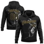 Custom Name Number Gorilla Sports Pullover Hoodie Sweatshirt with 3D Black Old Gold Pattern Design - Personalized Apparel