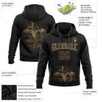 Custom Name and Number Pullover Hoodie - Personalized Black and Gold 3D Heron Sports Sweatshirt with Unique Stitched Design
