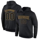 Custom Name Number Sports Pullover Hoodie Black Old Gold Pinstripe Sweatshirt Personalized Stitched Team Apparel Personalized