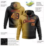 Custom Name and Number Hoodie - Personalized Black and Gold-Red Gradient Sports Pullover Sweatshirt Personalized Stitched