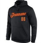 Custom Team Name Number Black Gold Red Pullover Hoodie Sweatshirt Personalized Stitched Sports Apparel Personalized Stitched