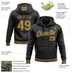 Personalized Black Old Gold Sports Hoodie Sweatshirt - Custom Stitched Pullover for Men and Women Personalized Stitched Black