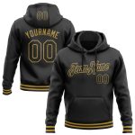 Custom Name Number Pullover Hoodie Sports Sweatshirt Personalized Black Old Gold Team Design Personalized Stitched Black