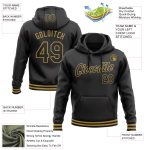 Custom Name Number Pullover Hoodie Sports Sweatshirt Personalized Black Old Gold Team Design Personalized Stitched Black