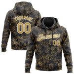 Custom Name Number Hoodie Black Gold White Tiger 3D Pattern Sweatshirt Pullover Sports Apparel Personalized Stitched Black