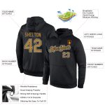 Custom Team Hoodie with Personalized Name and Number - Black Old Gold-White Sports Pullover Sweatshirt Personalized Stitched