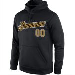 Custom Team Hoodie with Personalized Name and Number - Black Old Gold-White Sports Pullover Sweatshirt Personalized Stitched