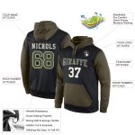 Custom Team Hoodie with Personalized Name and Number - Black Olive-White Stitched Pullover Sweatshirt Personalized Stitched