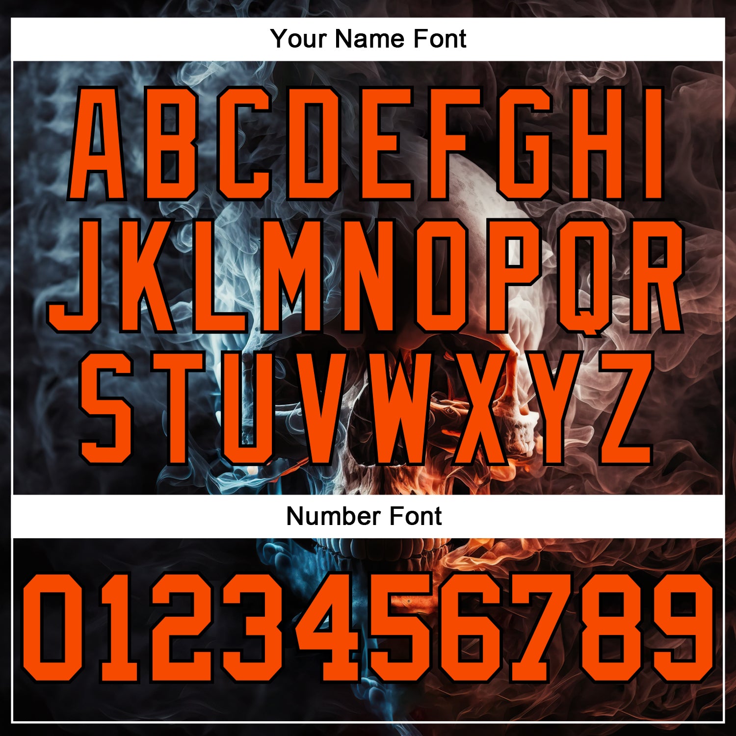 Personalized Stitched Black Orange 3D Skull Fashion Sports Pullover Sweatshirt Hoodie Team Custom Name and Number Custom Name Number 3D Skull Sports Hoodie Personalized Stitched Black Orange Sweatshirt Pullover Personalized Stitched Black - Image 4