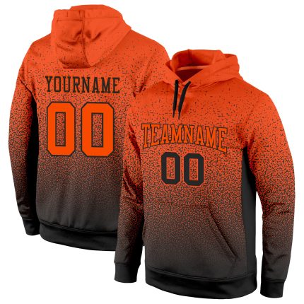 Custom Name and Number Black Orange Fade Sports Hoodie Pullover Sweatshirt - Personalized Stitched Fashion Team Apparel Personalized
