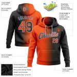 Custom Team Hoodie with Personalized Name and Number - Stitched Black Orange-Light Blue Gradient Sports Sweatshirt Personalized
