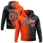 Custom Team Hoodie with Personalized Name and Number - Stitched Black Orange-Light Blue Gradient Sports Sweatshirt Personalized