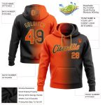 Custom Name Number Hoodie, Personalized Black Orange Gold Gradient Pullover Sweatshirt, Fashion Sports Team Apparel Personalized