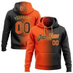 Custom Name Number Hoodie, Personalized Black Orange Gold Gradient Pullover Sweatshirt, Fashion Sports Team Apparel Personalized