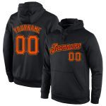 Custom Team Sports Hoodie with Personalized Name and Number, Stitched Black and Orange-Old Gold Sweatshirt Personalized Stitched