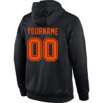 Personalized Black Orange Sports Hoodie Pullover Sweatshirt for Men Women Personalized Stitched Black Orange Sports Pullover