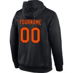 Custom Team Name Number Sports Hoodie Personalized Black Orange Sweatshirt Pullover Personalized Stitched Black Orange Sports