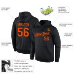 Custom Team Name Number Sports Hoodie Personalized Black Orange Sweatshirt Pullover Personalized Stitched Black Orange Sports