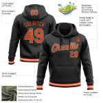 Custom Sports Hoodie with Personalized Name and Number - Black Orange White Stitched Pullover Sweatshirt Personalized Stitched
