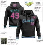 Custom Name and Number Sports Hoodie Pullover Sweatshirt Black Pink Aqua - Personalized Stitched Team Gear Personalized Stitched