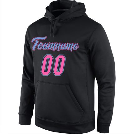 Custom Name & Number 3D Skull Hoodie - Personalized Black Pink-Light Blue Pullover Fashion Sports Sweatshirt Personalized