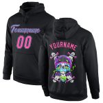 Custom Name & Number 3D Skull Hoodie - Personalized Black Pink-Light Blue Pullover Fashion Sports Sweatshirt Personalized