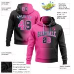 Custom Name & Number Sports Hoodie - Personalized Black Pink-Light Blue Gradient Pullover Sweatshirt Personalized Stitched