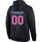 Personalized Black Pink-Light Blue Sports Hoodie Pullover Sweatshirt for Men and Women Personalized Stitched Black Pink-Light
